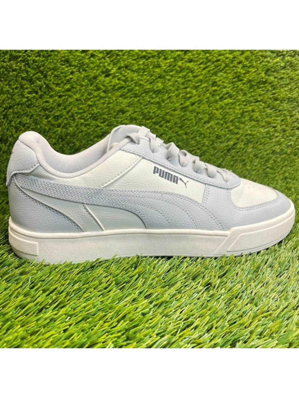 Puma Mens Size 11.5 Gray Cream Athletic Casual Leather Lifestyle Shoes Sneakers